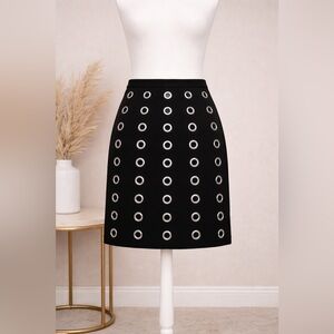 Venus Black Grommet Straight Skirt Silver Eyelet Detail Size S